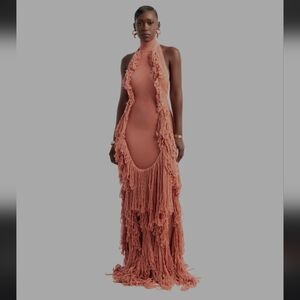 Hanifa Terracotta Fringe Maxi Dress